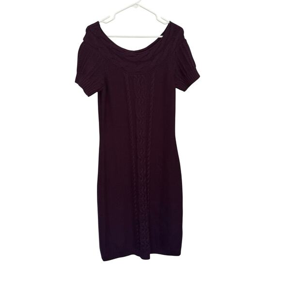 Calvin Klein Womens Medium Dress Purple Short Sleeve Cable Knit Sweater Dress - Picture 4 of 7
